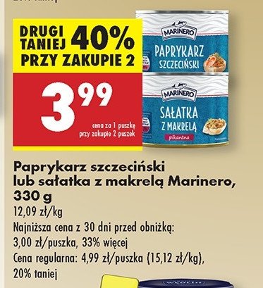 Sałatka z makrelą pikantna Marinero promocja w Biedronka