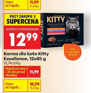 Karma dla kota Kitty Excellence różne rodzaje 12x85g promocja w Biedronka
