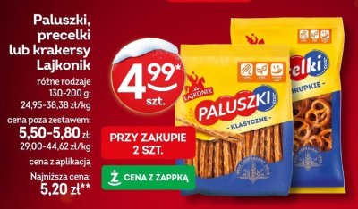 Paluszki, precelki lub krakersy Lajkonik różne rodzaje promocja w Żabka