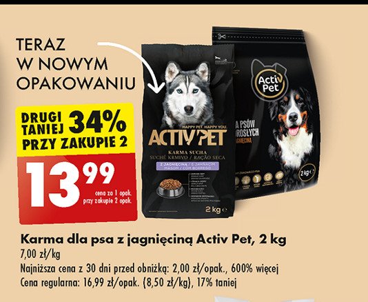 Karma dla psa z jagnięciną sensitive Activ pet promocja