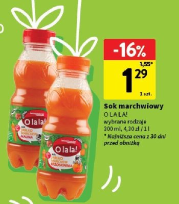 Sok marchwiowy O LA LA! wybrane rodzaje 300 ml promocja w Intermarche