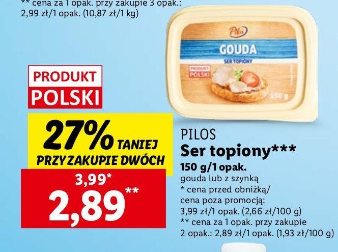 Ser topiony z szynką Pilos promocja