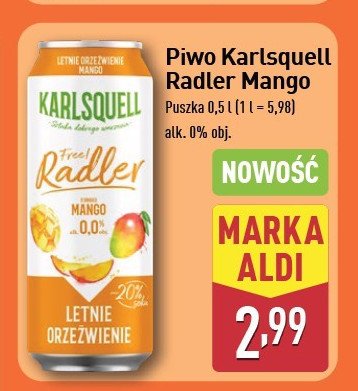 Piwo mango Karlsquell radler promocja w Aldi