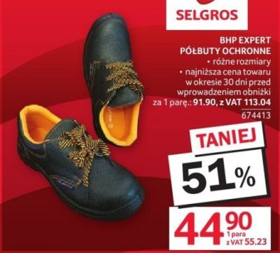 Półbuty ochronne BHP EXPERT promocja w Selgros