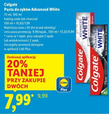 Pasta do zębów Colgate Pasta do zębów Advanced White promocja w Lidl