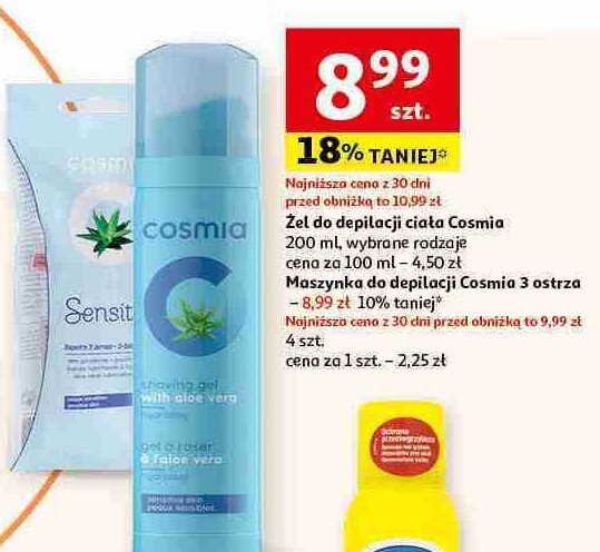 Żel do golenia z aloesem Cosmia promocja w Rossmann