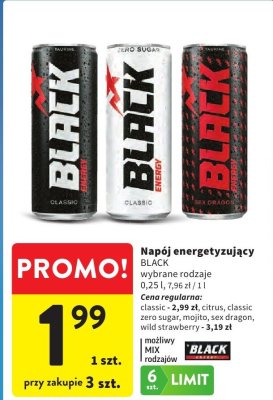 Napój energetyzujący Black wybrane rodzaje promocja w Intermarche