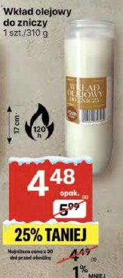 Wkład olejowy do zniczy 1 szt./310 g promocja w Delikatesy Centrum