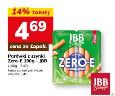 Parówki z szynki Zero-E JBB 190g promocja w Hitpol