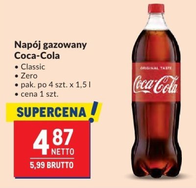 Napój gazowany Coca-Cola Classic promocja w Makro