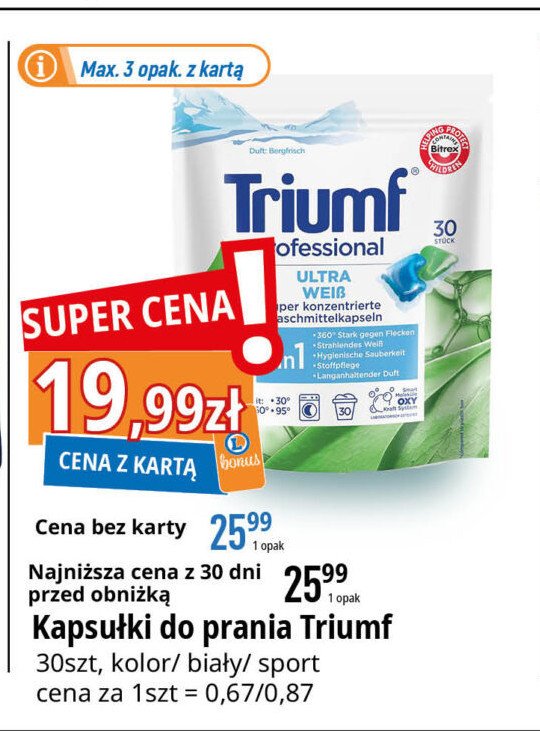 Kapsu艂ki do prania do bia艂ego TRIUMF promocja