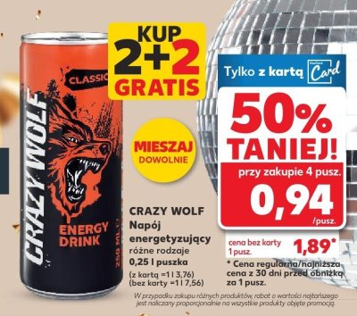 Napój energetyczny CRAZY WOLF Energy Drink Classic promocja w Kaufland