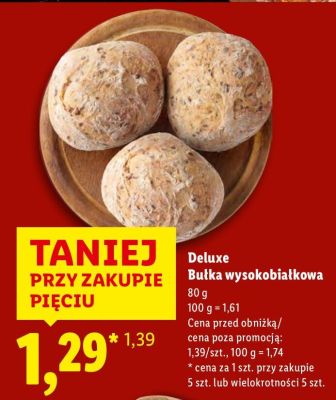 Bułka wysokobiałkowa Deluxe promocja w Lidl