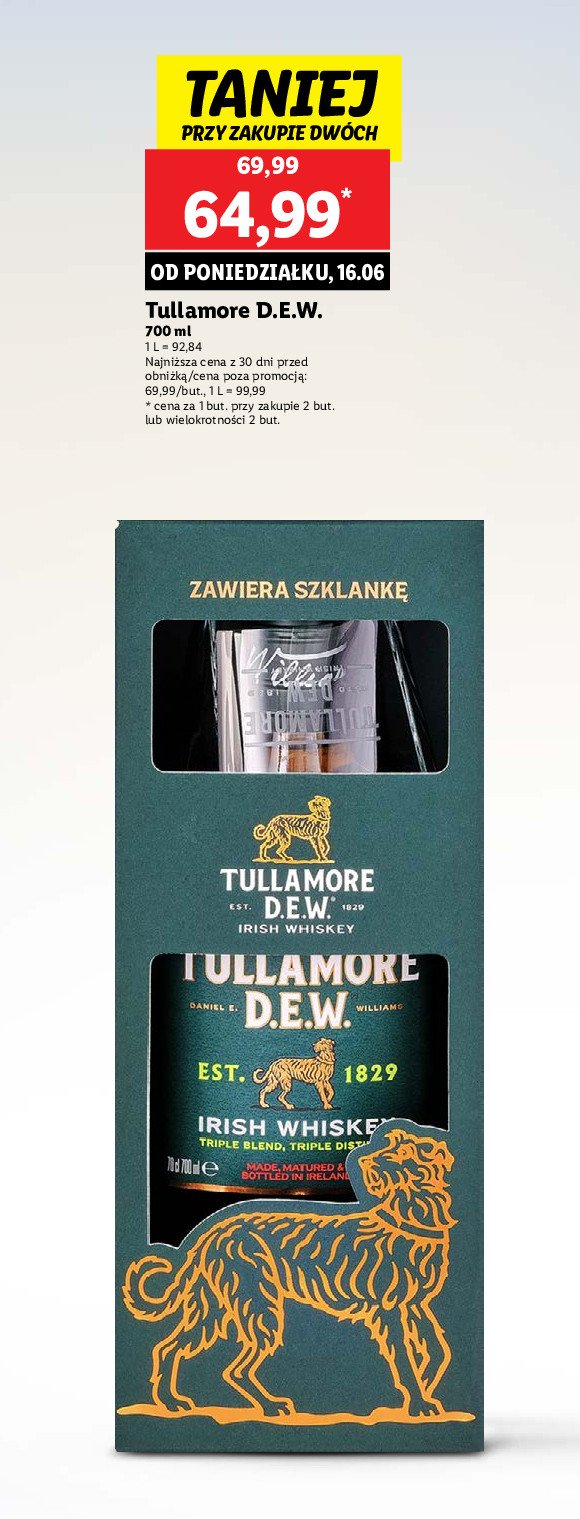 Whiskey + szklanka Tullamore dew original promocja w Lidl