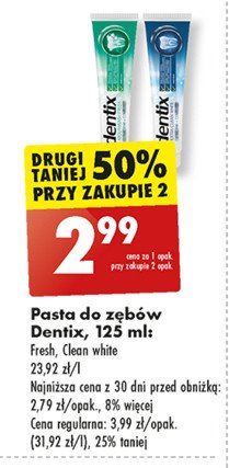 Pasta do zębów fresh Dentix7 promocja w Biedronka