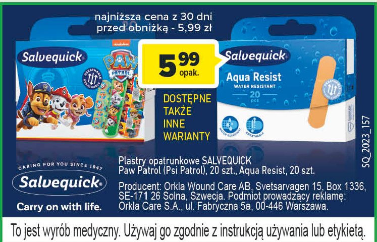 Plastry opatrunkowe Salvequick promocja