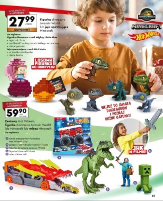 Figurka dinozaura Jurassic World lub jajo spawnujące Minecraft promocja w Biedronka