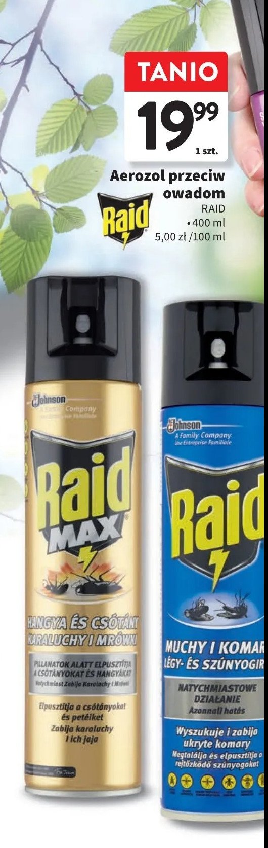 Spray przeciw karaluchom i mrówkom Raid max promocja w Intermarche