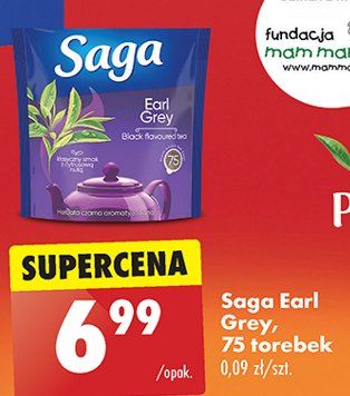 Herbata ekspresowa earl grey Saga promocja w Biedronka