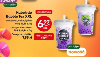 Kubek do Bubble Tea XXL winogrono, melon, lychee promocja w Żabka