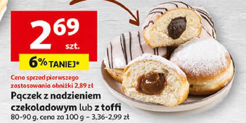 Pączek z nadzieniem toffi promocja w Auchan