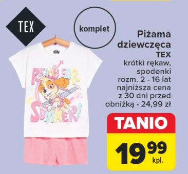 Piżama dziewczęca 2-16 lat Tex promocja