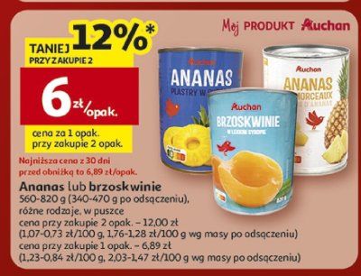 Ananas lub brzoskwinie Auchan promocja w Auchan