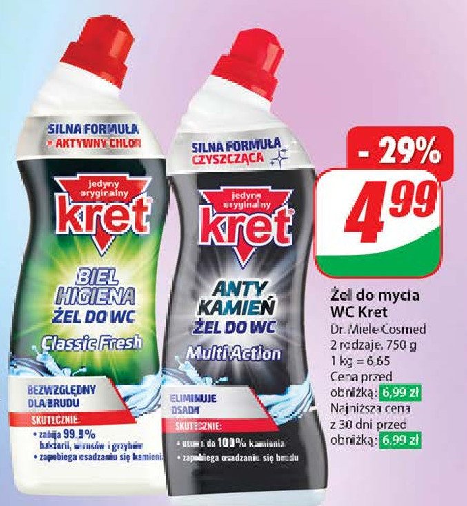 Żel do wc anty kamień multi action Kret promocja
