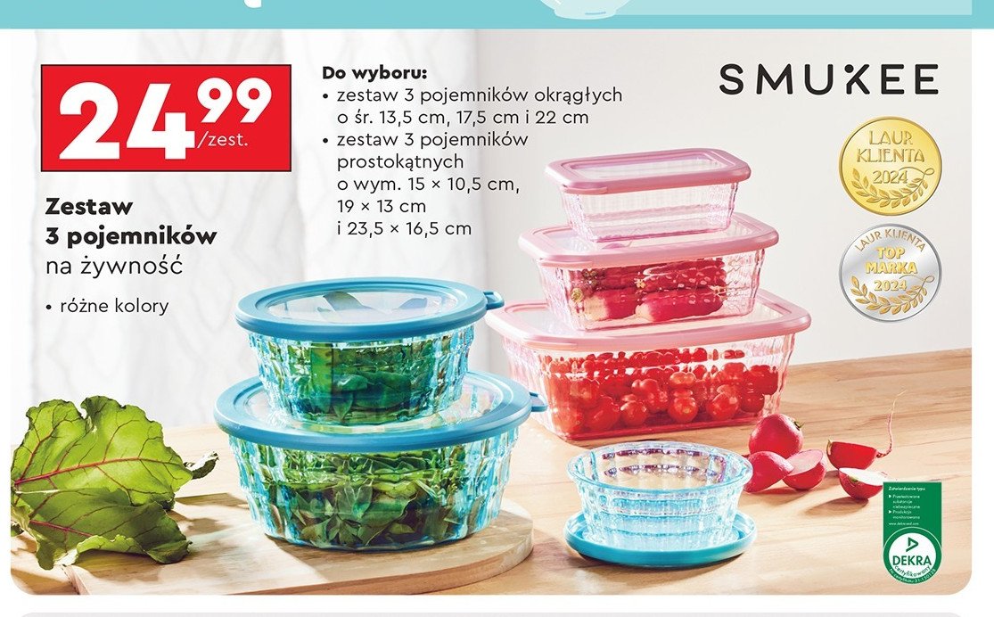 Zestaw pojemników okrągłych Smukee promocja w Biedronka