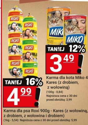 Karma dla psa Roxi 900g - Kares (z wołowiną, z drobiem, z wołowiną i drobiem) promocja w Hitpol