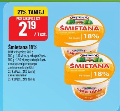 Śmietana 18% OSM w Piątnicy 200 g promocja w POLOmarket