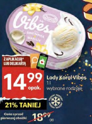 Lody Koral Vibes wybrane rodzaje promocja w Delikatesy Centrum