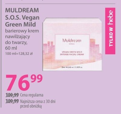 Krem MULDREAM S.O.S. Vegan Green Mild barierowy krem nawilżający do twarzy promocja w Hebe
