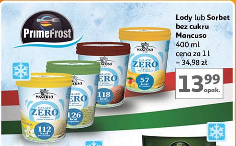 Lody bez cukru waniliowe Mancuso gelati promocja