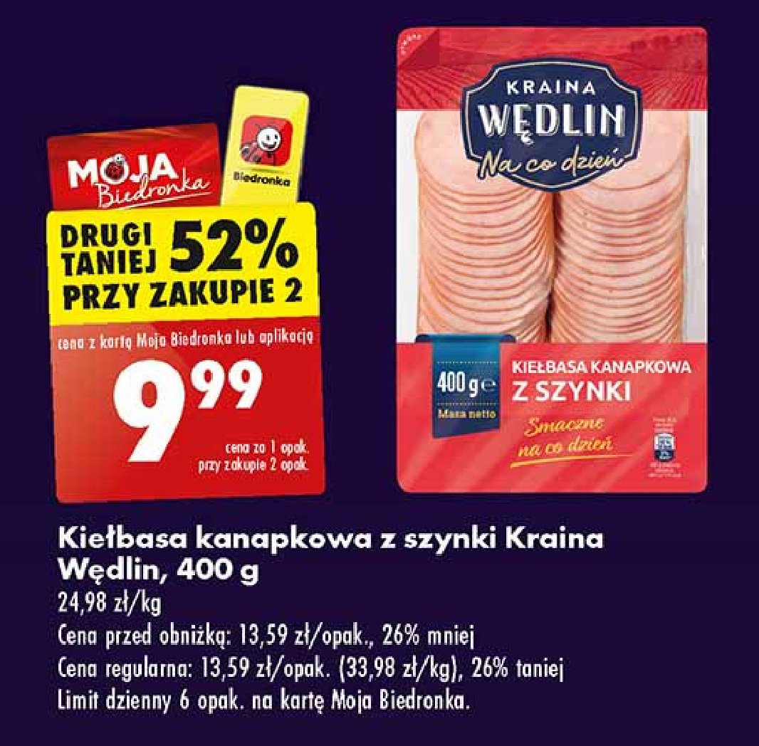 Kiełbasa kanapkowa z szynki Kraina wędlin promocja