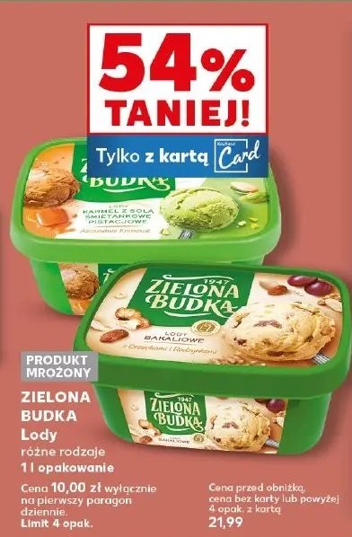 Lody karmel z solą, śmietankowe, pistacjowe Zielona budka promocja