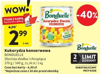 Kukurydza konserwowa BONDUELLE Złocista słodka i chrupiąca promocja w Intermarche