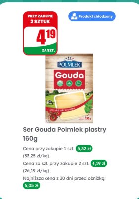 Ser Gouda plastry 160g promocja w Dino