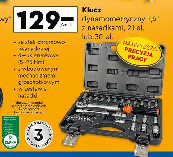 Klucz dynamometryczny z nasadkami 1.4 " Niteo tools promocja w Biedronka