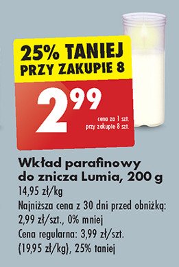 Wkład parafinowy do znicza 45 h Lumia promocja