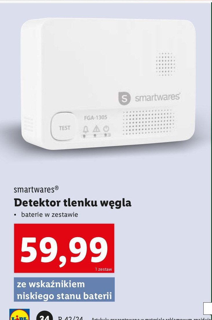 Czujnik tlenku węgla SMARTWARES promocja