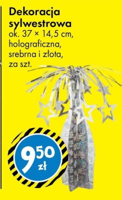 Dekoracja sylwestrowa ok. 37 × 14,5 cm, holograficzna, srebrna i złota promocja w Tedi