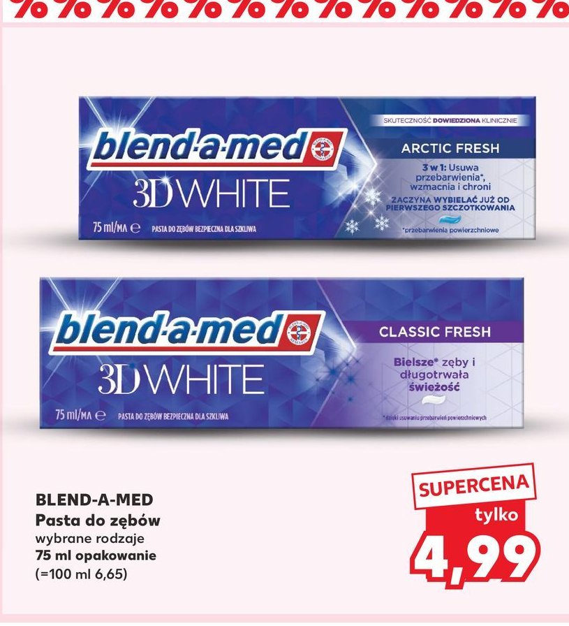 Pasta do zębów arctic fresh Blend-a-med 3d white promocja