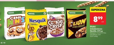 Płatki śniadaniowe Nestlé 375g Nesquik, Cookie Crisp, Cini Minis, Lion promocja w Biedronka