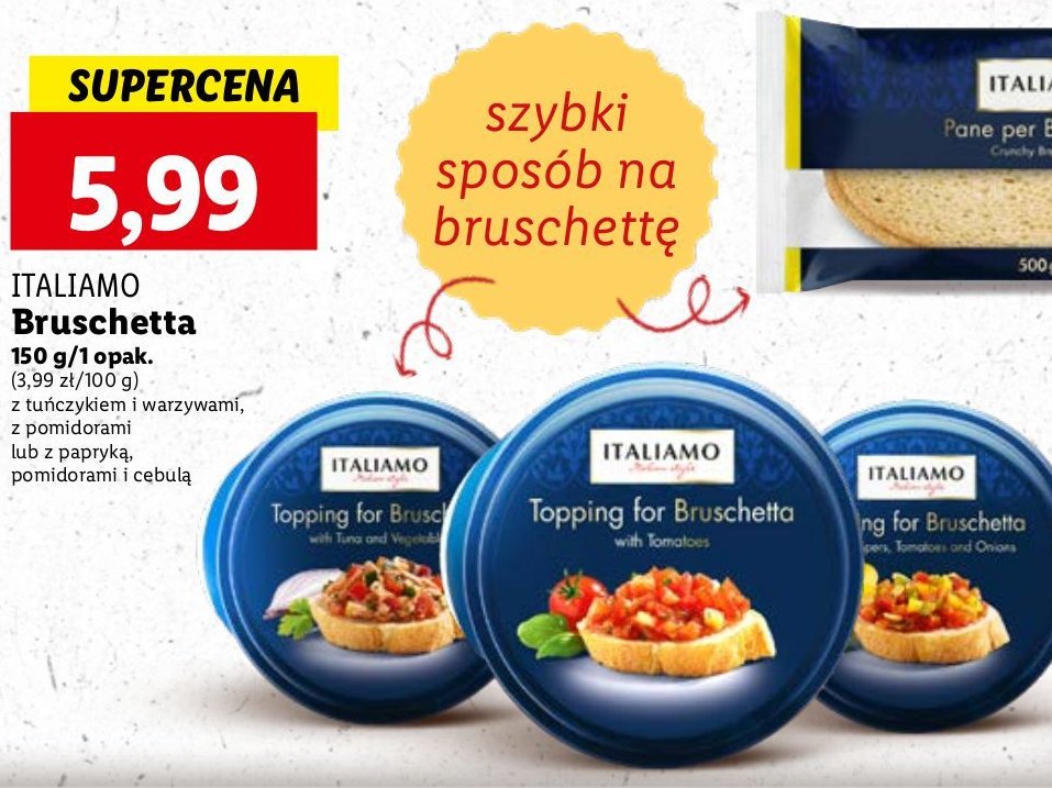 Bruschetta con olio d'oliva pomidorowe z bazylią Italiamo promocja
