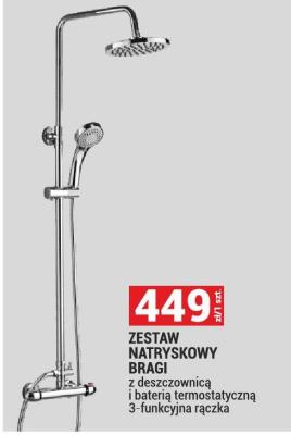 ZESTAW NATRYSKOWY BRAGI z deszczownicą i baterią termostatyczną 3-funkcyjna rączka promocja w Merkury Market