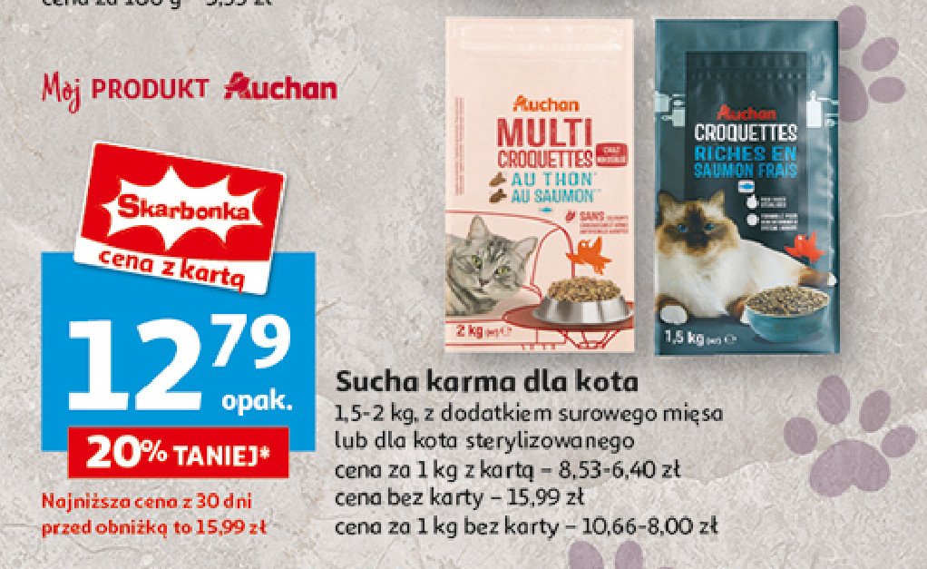 Karma wilgotna dla psa adult croquettes moelleuses z wołowiną Auchan różnorodne (logo czerwone) promocja