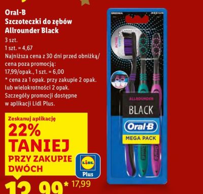 Szczoteczki do zębów Allrounder Black, 3 szt. promocja w Lidl