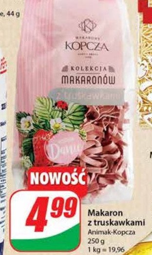 Makaron z truskawkami Kopcza promocja
