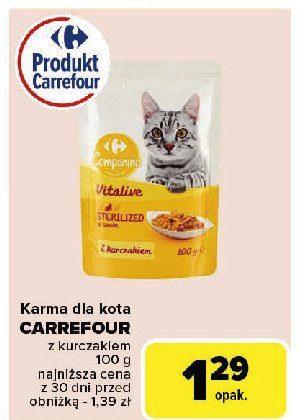 Karma dla kota z kurczakiem CARREFOUR COMPANINO promocja w Carrefour Market
